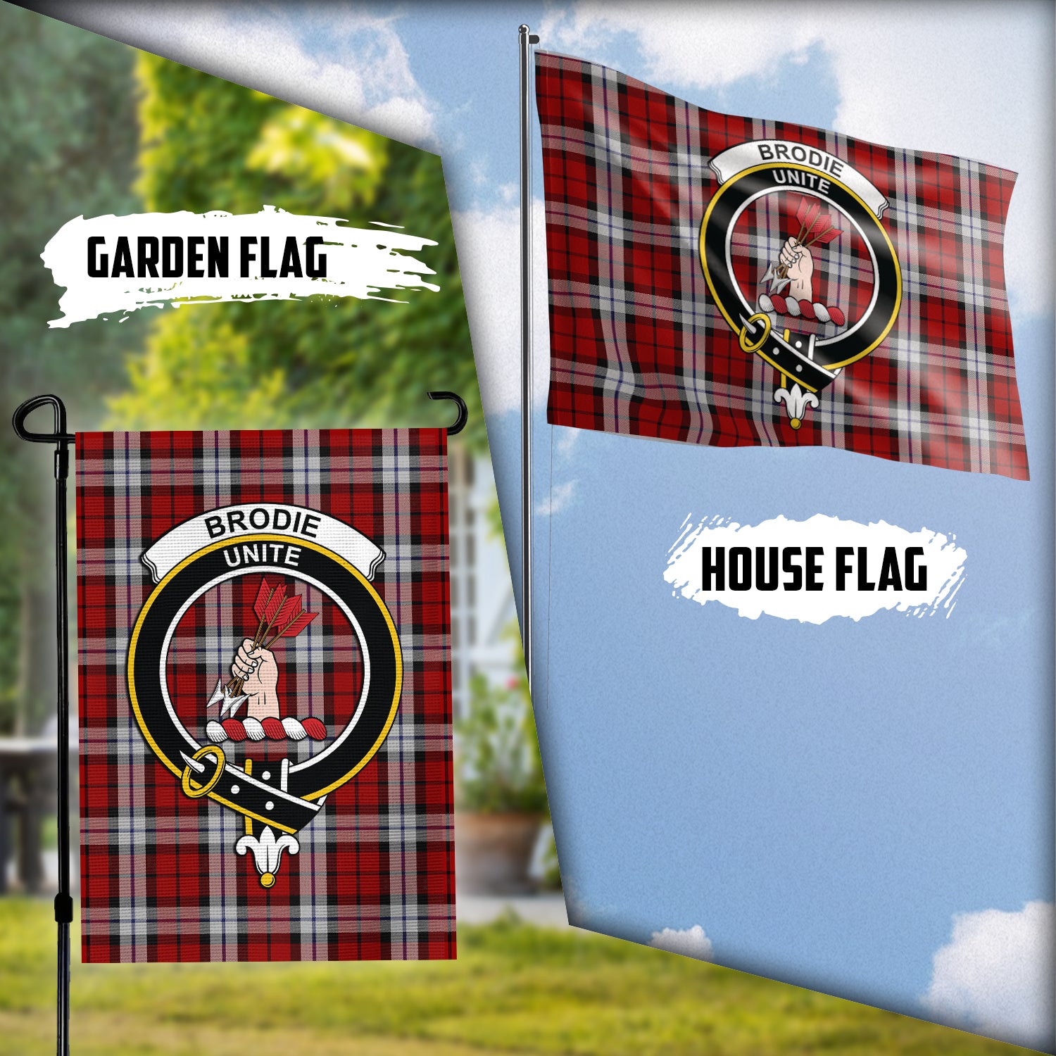 Brodie Dress Tartan Flag with Family Crest Garden Flag (Vertical) - Tartan Vibes Clothing