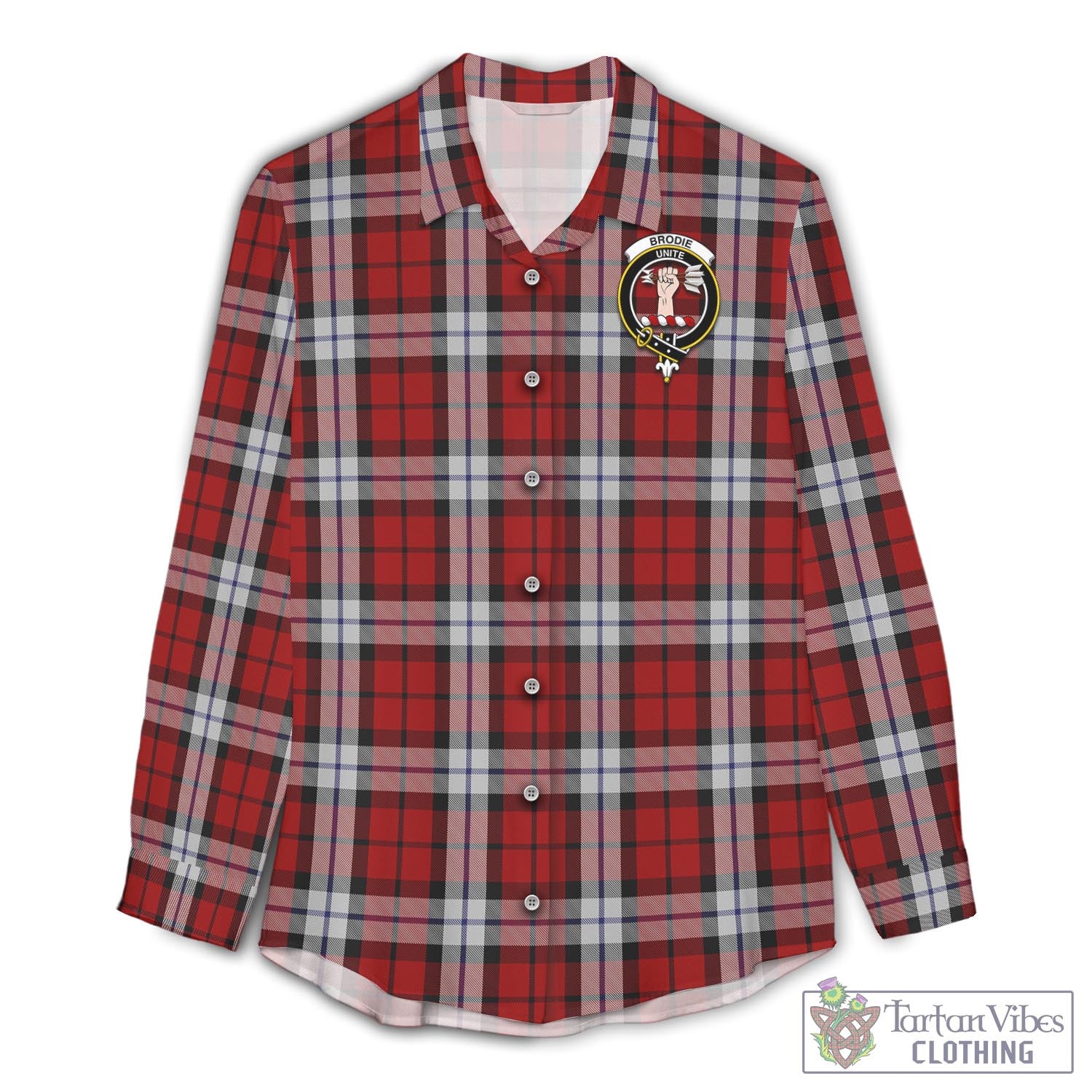 Tartan Vibes Clothing Brodie Dress Tartan Womens Casual Shirt with Family Crest