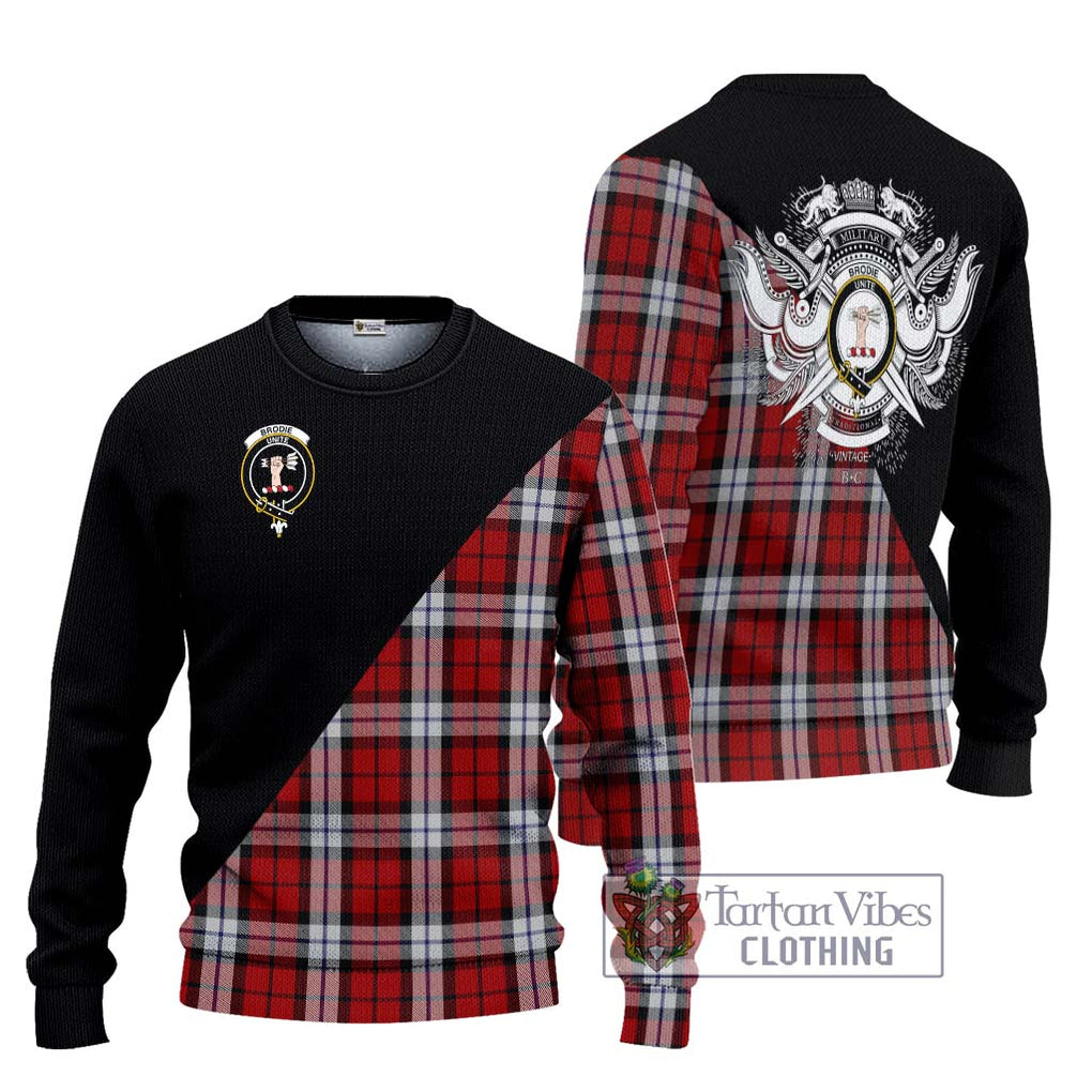 Brodie Dress Tartan Knitted Sweater with Family Crest and Military Logo Style Unisex - Tartanvibesclothing Shop