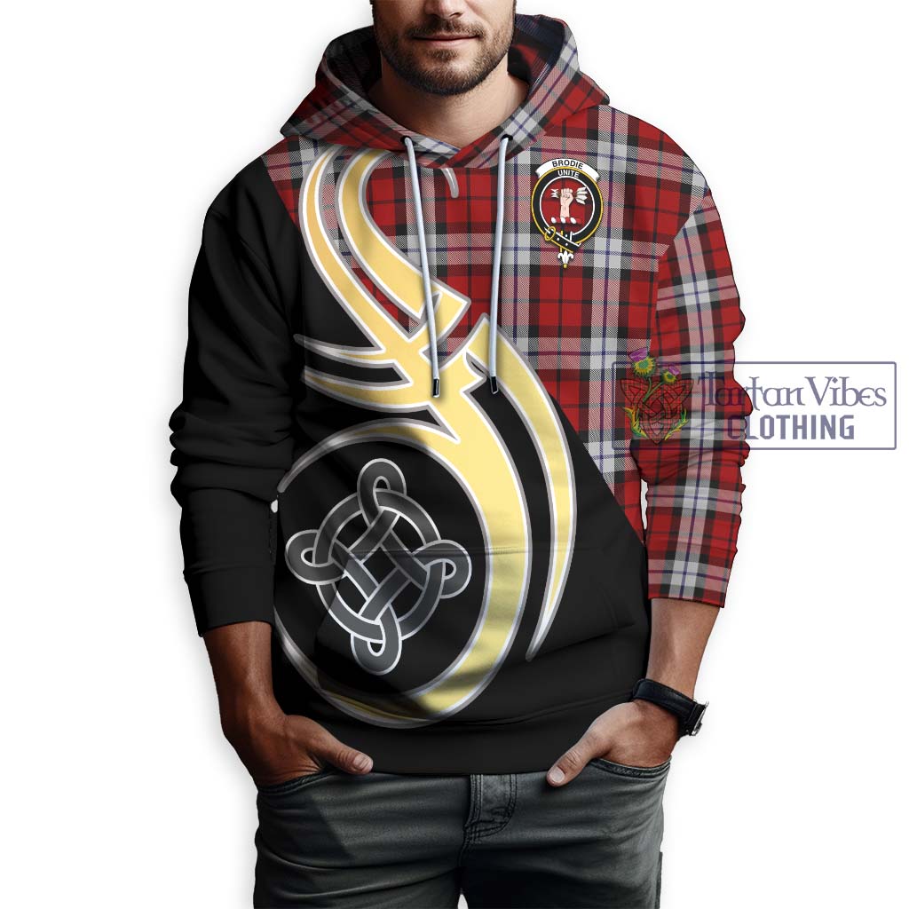 Brodie Dress Tartan Hoodie with Family Crest and Celtic Symbol Style Zip Hoodie - Tartan Vibes Clothing