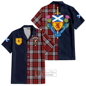 Brodie Dress Tartan Short Sleeve Button Shirt Alba with Scottish Lion Royal Arm Half Style