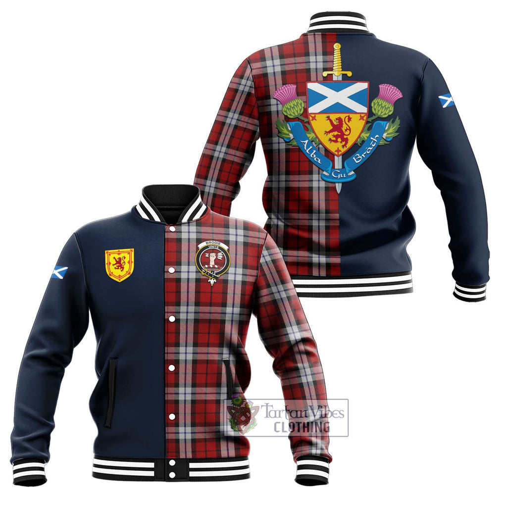 Tartan Vibes Clothing Brodie Dress Tartan Baseball Jacket with Scottish Lion Royal Arm Half Style