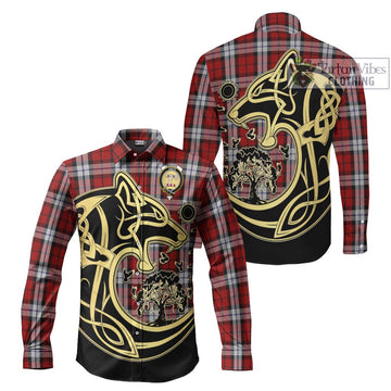 Brodie Dress Tartan Long Sleeve Button Shirt with Family Crest Celtic Wolf Style