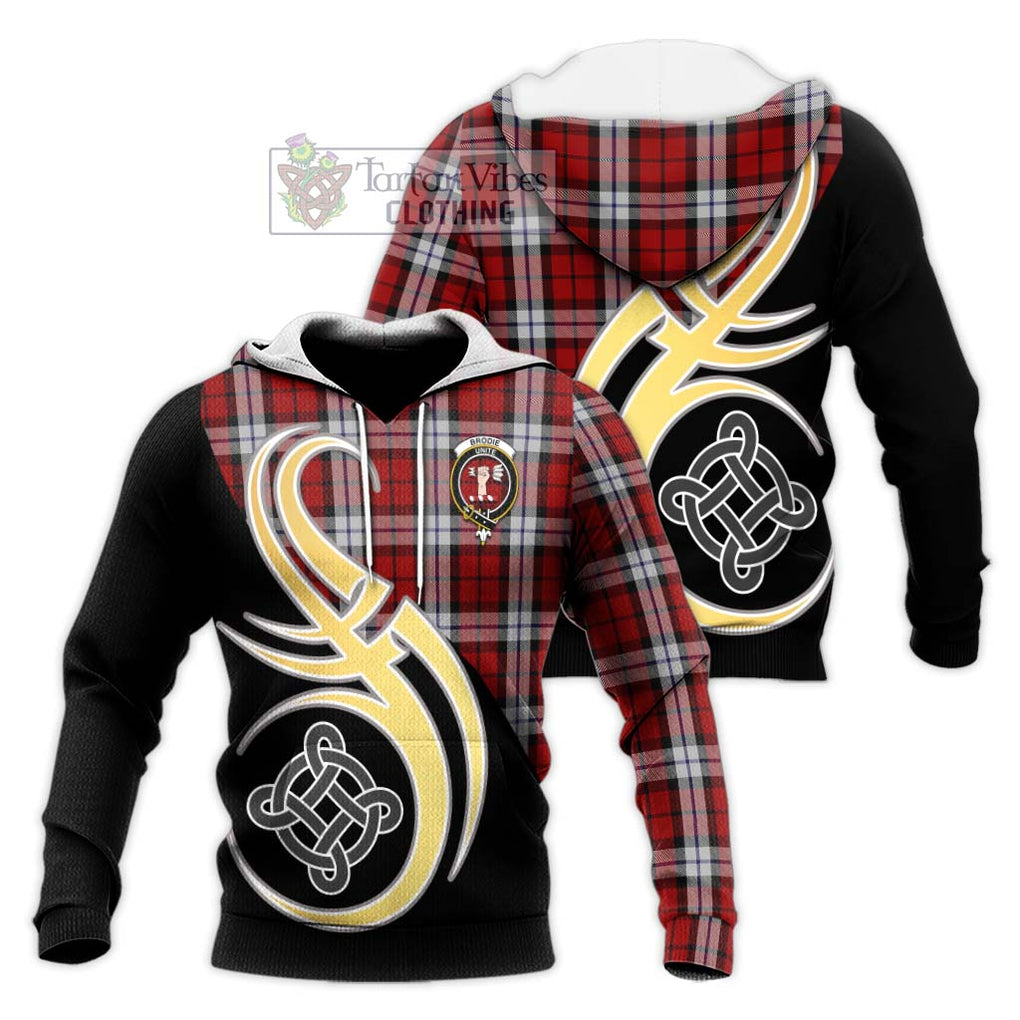 Brodie Dress Tartan Knitted Hoodie with Family Crest and Celtic Symbol Style Unisex Knitted Pullover Hoodie - Tartan Vibes Clothing