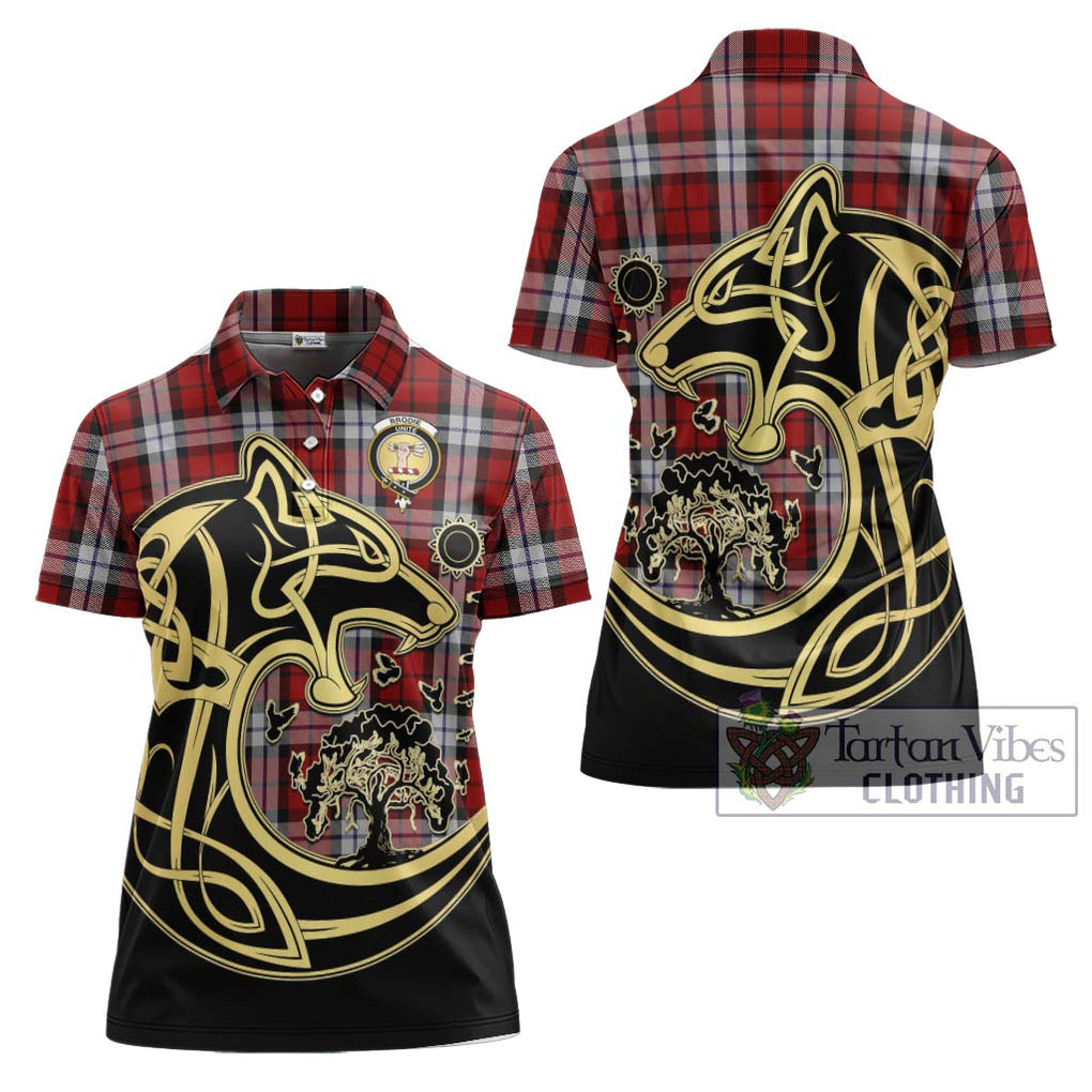 Brodie Dress Tartan Women's Polo Shirt with Family Crest Celtic Wolf Style Women - Tartanvibesclothing Shop