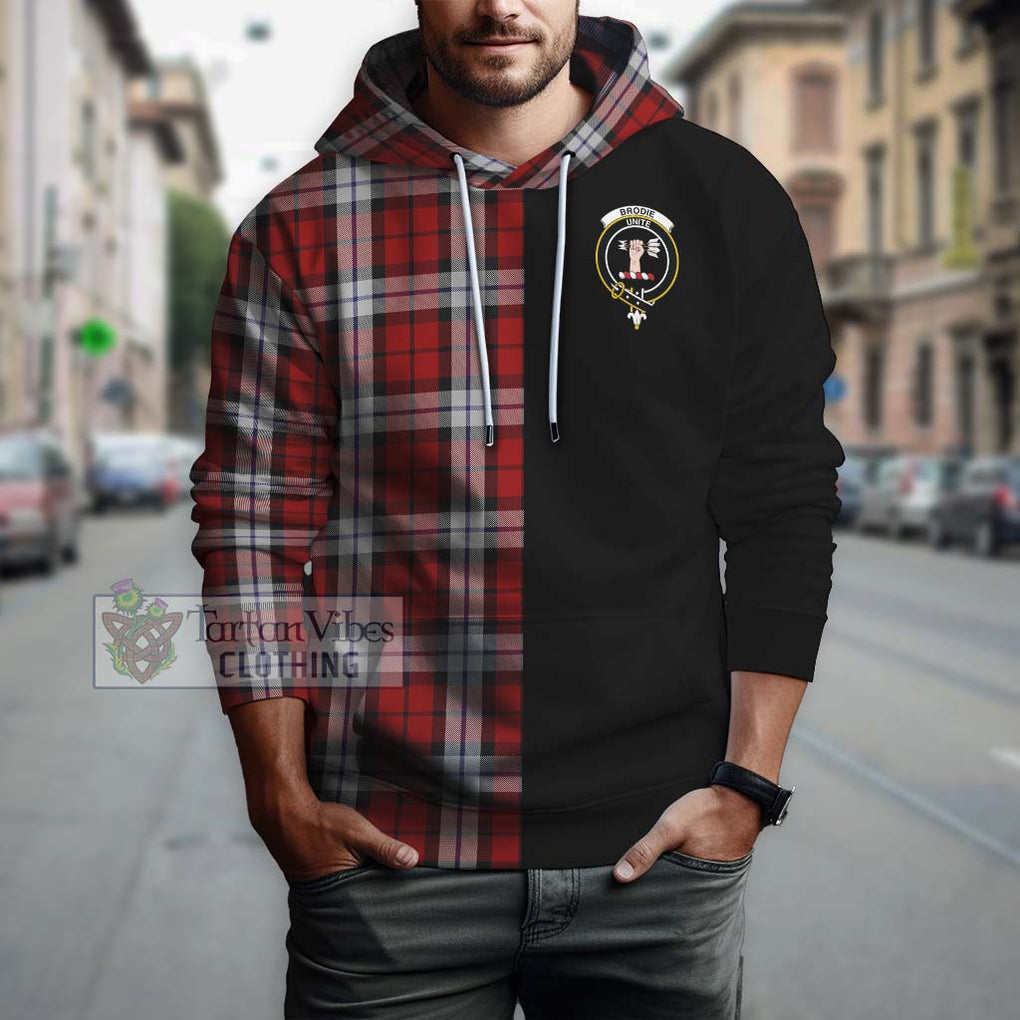 Brodie Dress Tartan Hoodie with Family Crest and Half Of Me Style Zip Hoodie - Tartanvibesclothing Shop