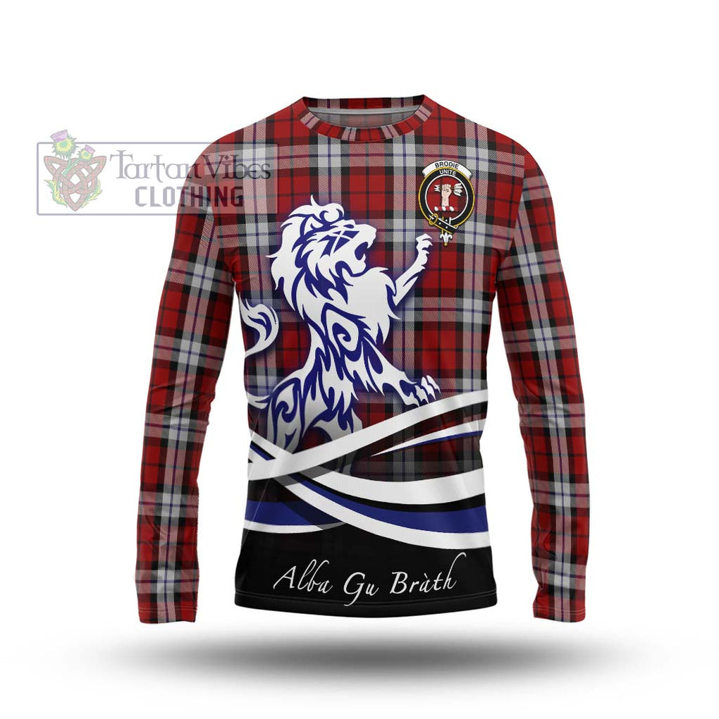 Brodie Dress Tartan Long Sleeve T-Shirt with Alba Gu Brath Regal Lion Emblem Unisex - Tartanvibesclothing Shop