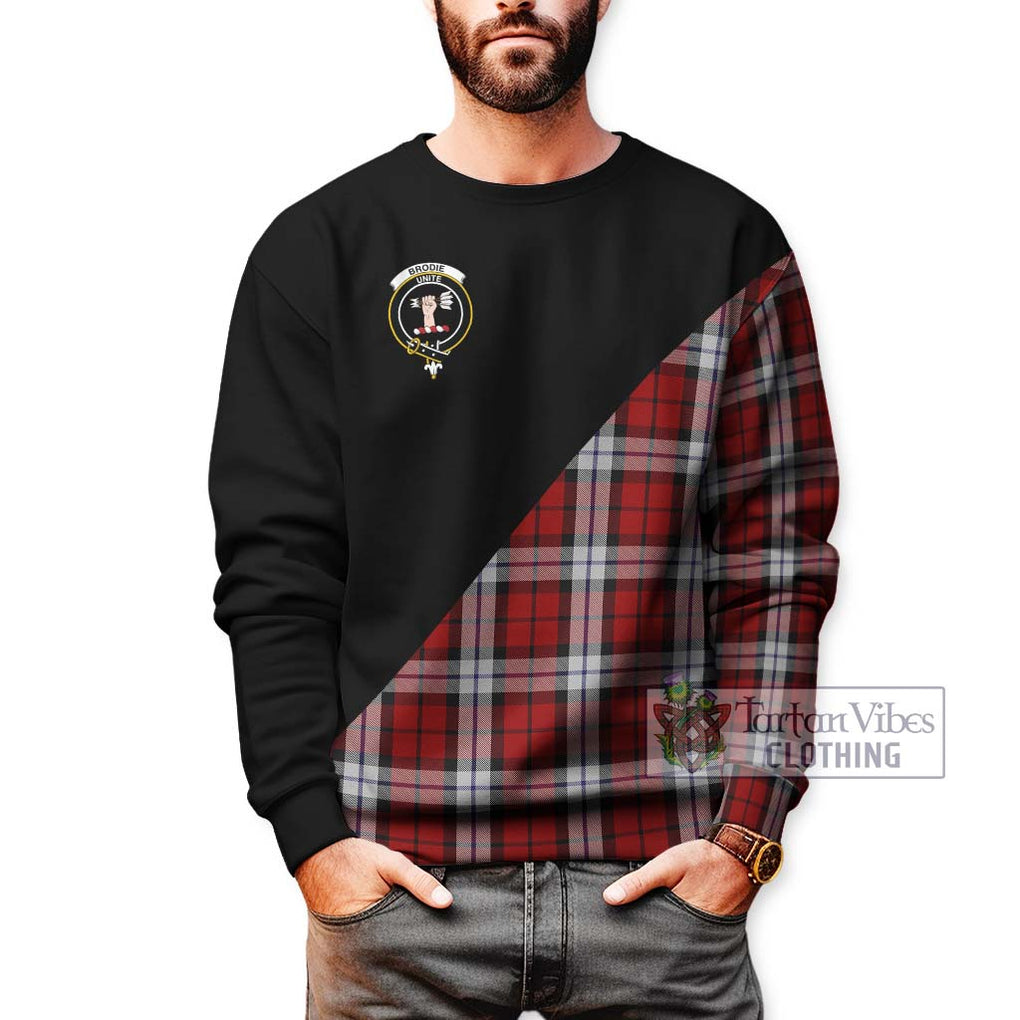 Brodie Dress Tartan Sweatshirt with Family Crest and Military Logo Style Unisex - Tartanvibesclothing Shop