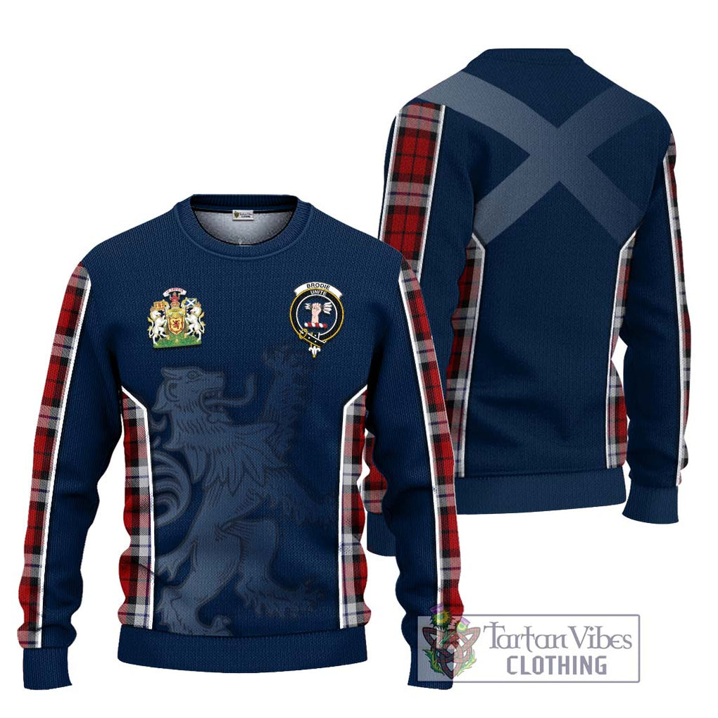 Brodie Dress Tartan Knitted Sweater with Family Crest and Lion Rampant Vibes Sport Style Unisex - Tartan Vibes Clothing