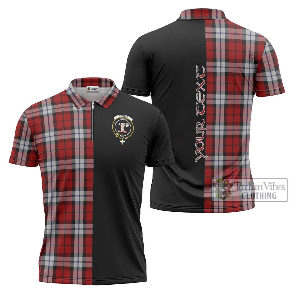 Brodie Dress Tartan Zipper Polo Shirt with Family Crest and Half Of Me Style Unisex - Tartanvibesclothing Shop