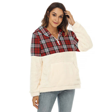 Brodie Dress Tartan Women's Borg Fleece Hoodie With Half Zip