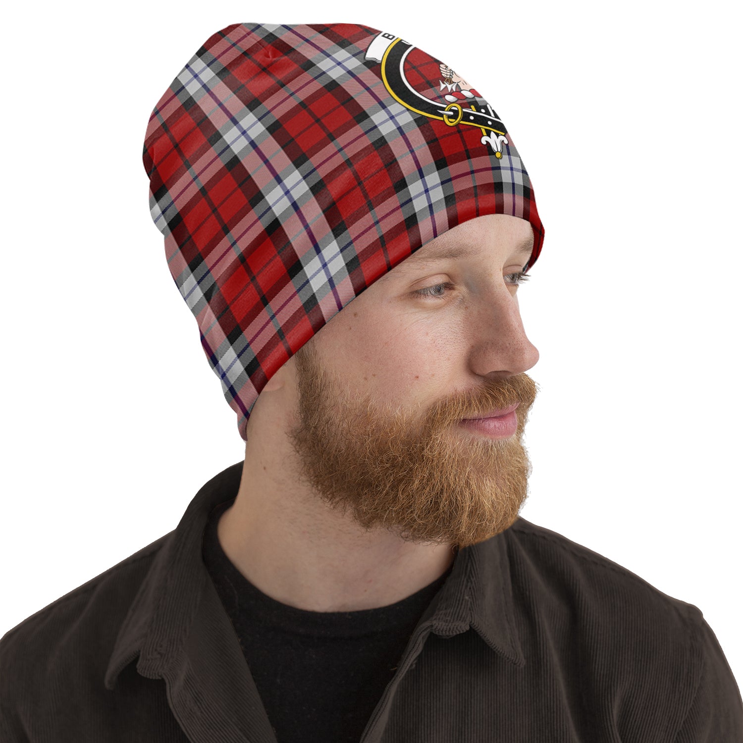 Brodie Dress Tartan Beanies Hat with Family Crest One Size 22 inches 15.5 inches - Tartanvibesclothing