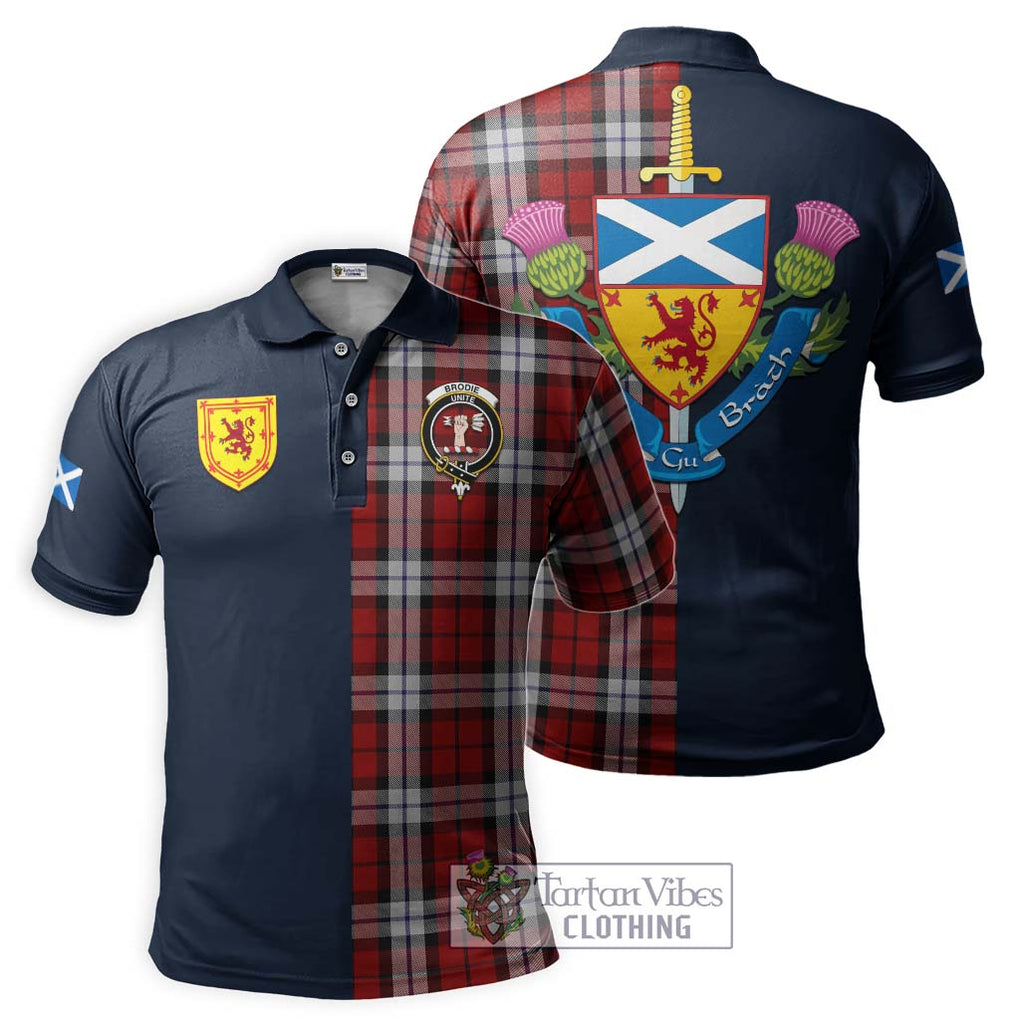 Tartan Vibes Clothing Brodie Dress Tartan Polo Shirt with Scottish Lion Royal Arm Half Style