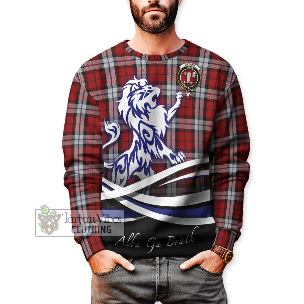 Brodie Dress Tartan Sweatshirt with Alba Gu Brath Regal Lion Emblem Unisex - Tartanvibesclothing Shop