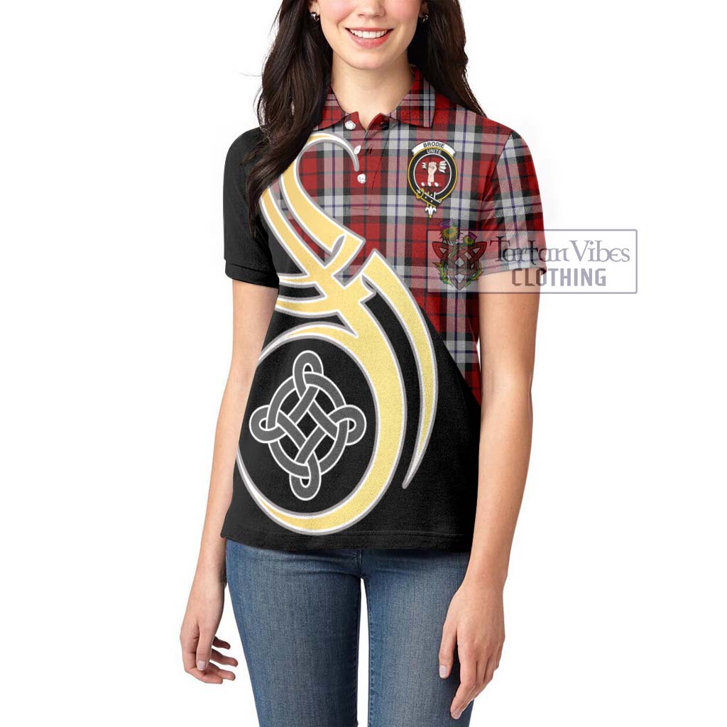 Brodie Dress Tartan Women's Polo Shirt with Family Crest and Celtic Symbol Style Women - Tartan Vibes Clothing