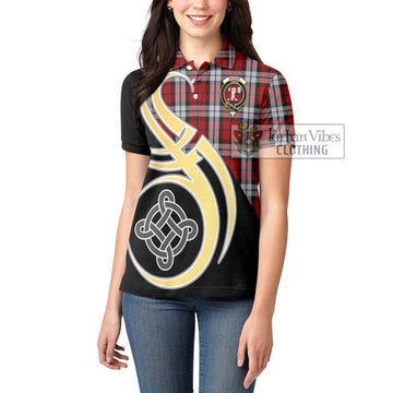 Brodie Dress Tartan Women's Polo Shirt with Family Crest and Celtic Symbol Style