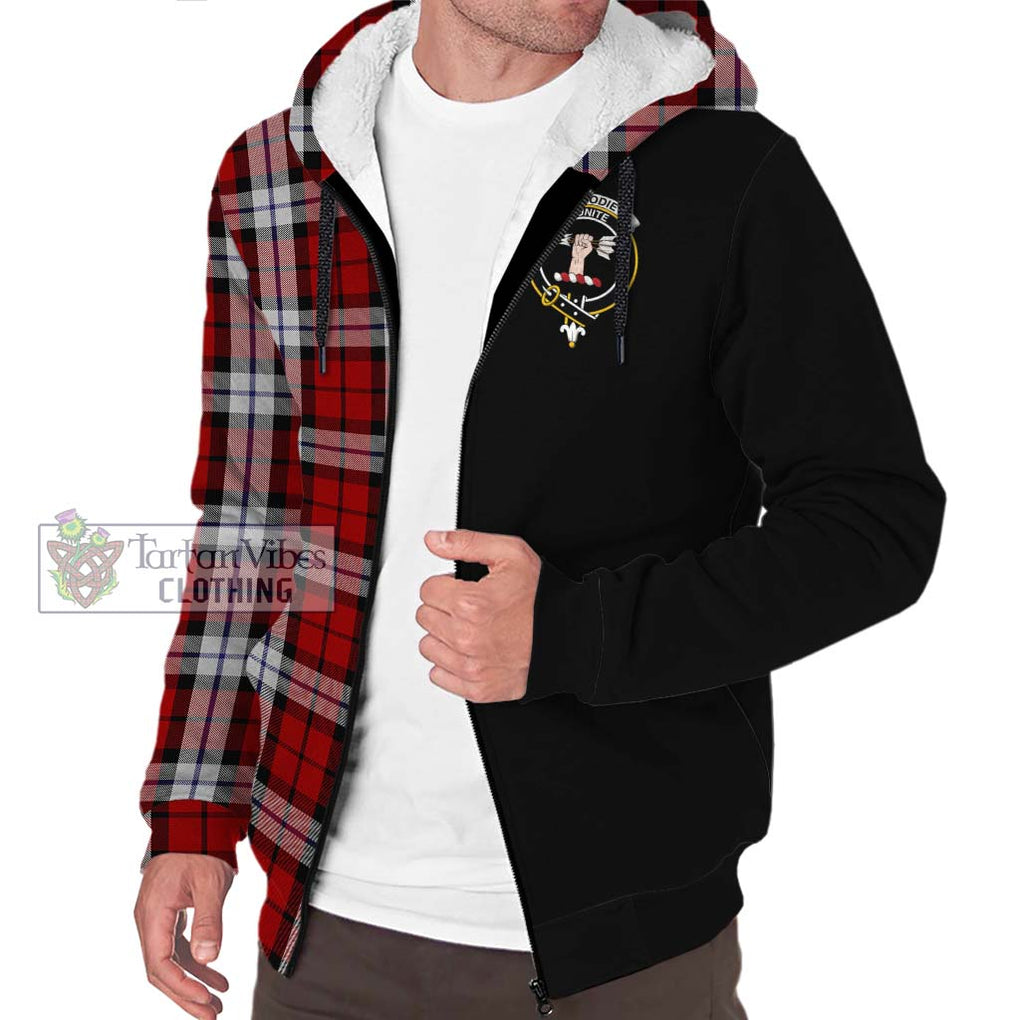 Brodie Dress Tartan Sherpa Hoodie with Family Crest and Half Of Me Style Unisex S - Tartanvibesclothing Shop