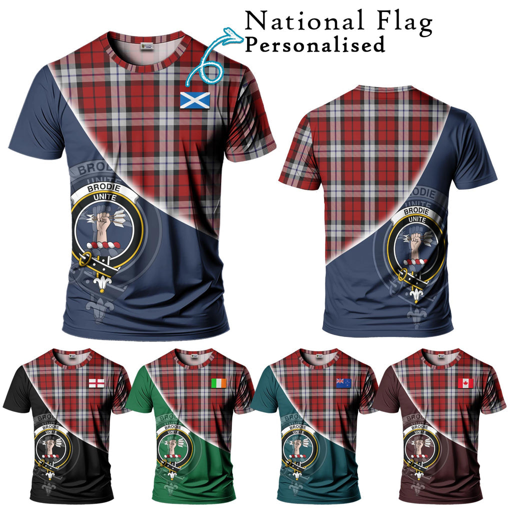 Brodie Dress Tartan T-Shirt with Personalised National Flag and Family Crest Half Style Kid's Shirt - Tartanvibesclothing Shop