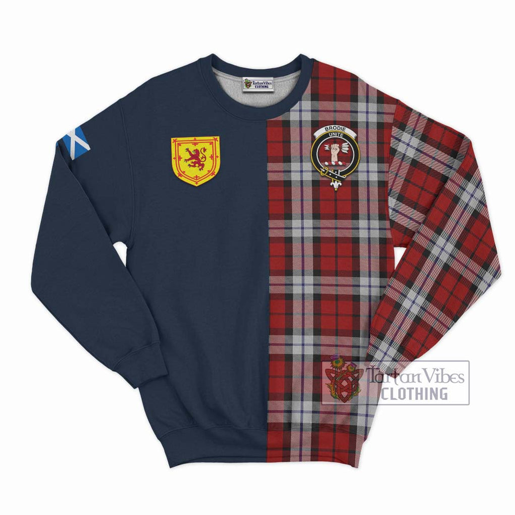 Tartan Vibes Clothing Brodie Dress Tartan Sweatshirt with Scottish Lion Royal Arm Half Style