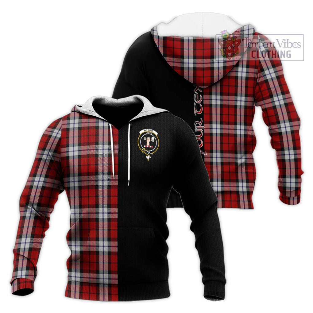 Brodie Dress Tartan Knitted Hoodie with Family Crest and Half Of Me Style Unisex Knitted Pullover Hoodie - Tartanvibesclothing Shop