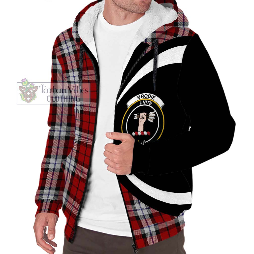 Tartan Vibes Clothing Brodie Dress Tartan Sherpa Hoodie with Family Crest Circle Style