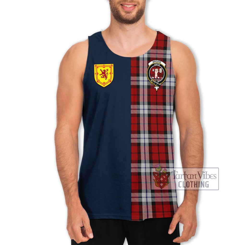 Tartan Vibes Clothing Brodie Dress Tartan Men's Tank Top with Scottish Lion Royal Arm Half Style