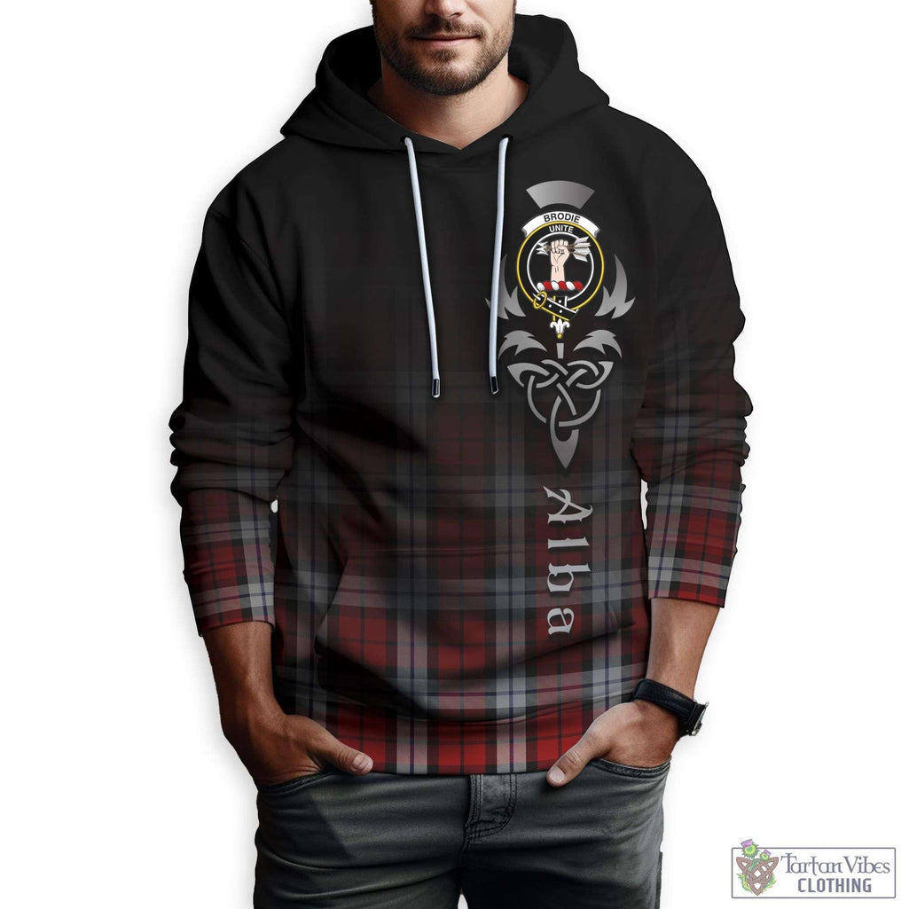 Tartan Vibes Clothing Brodie Dress Tartan Hoodie Featuring Alba Gu Brath Family Crest Celtic Inspired