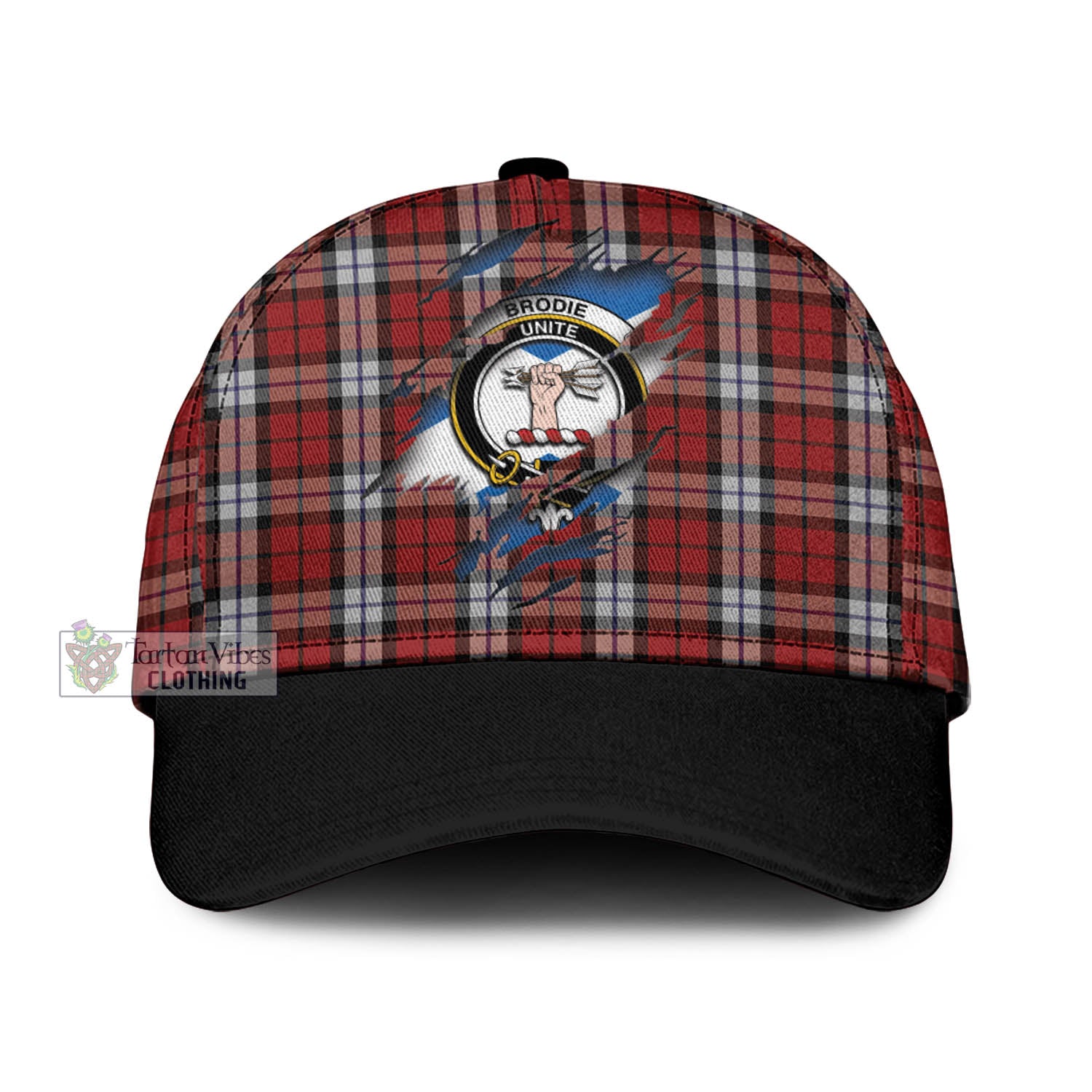 Tartan Vibes Clothing Brodie Dress Tartan Classic Cap with Family Crest In Me Style