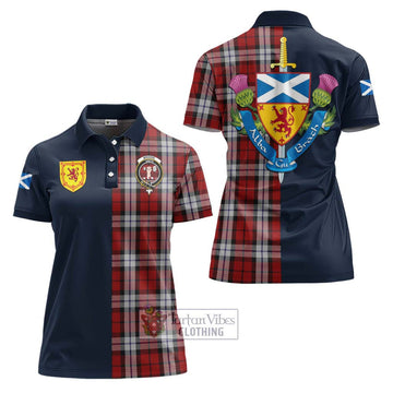 Brodie Dress Tartan Women's Polo Shirt Alba with Scottish Lion Royal Arm Half Style