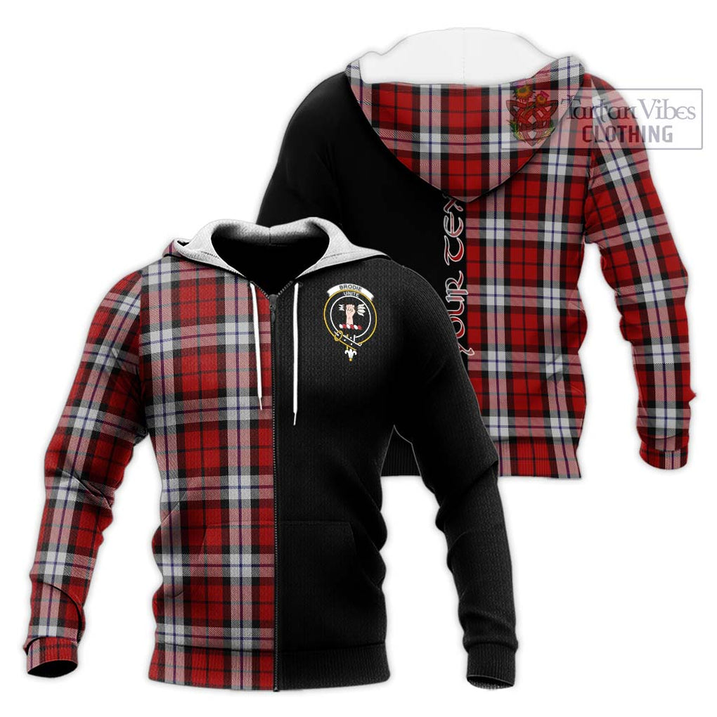 Brodie Dress Tartan Knitted Hoodie with Family Crest and Half Of Me Style Unisex Knitted Zip Hoodie - Tartanvibesclothing Shop