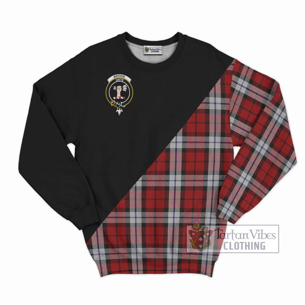 Brodie Dress Tartan Sweatshirt with Family Crest and Military Logo Style - Tartanvibesclothing Shop