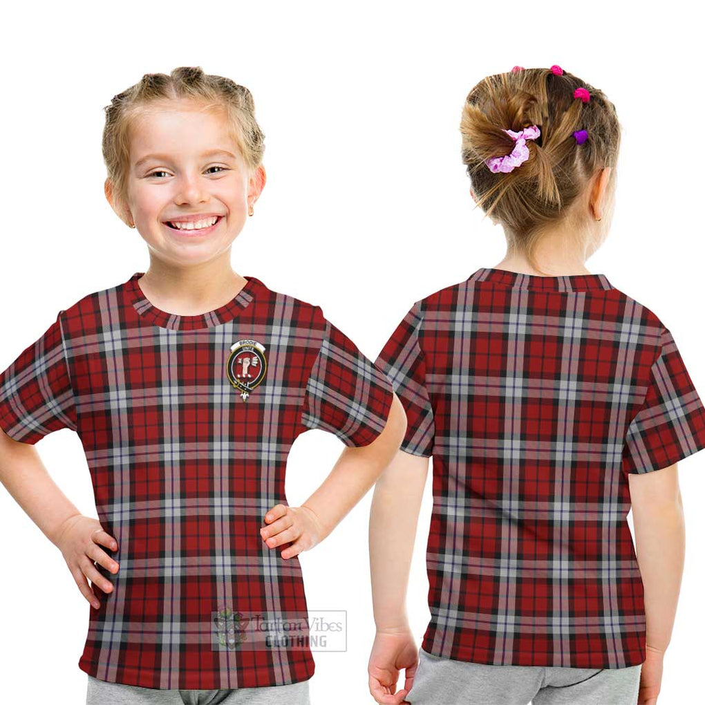 Brodie Dress Tartan Kid T-Shirt with Family Crest - Tartanvibesclothing Shop