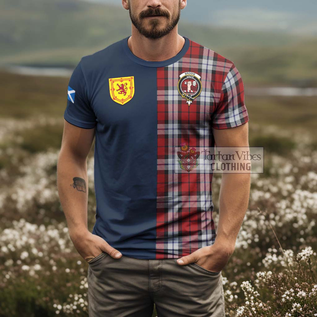 Tartan Vibes Clothing Brodie Dress Tartan T-Shirt Alba with Scottish Lion Royal Arm Half Style