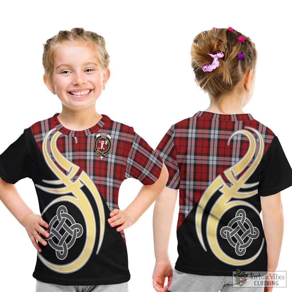 Brodie Dress Tartan Kid T-Shirt with Family Crest and Celtic Symbol Style - Tartan Vibes Clothing