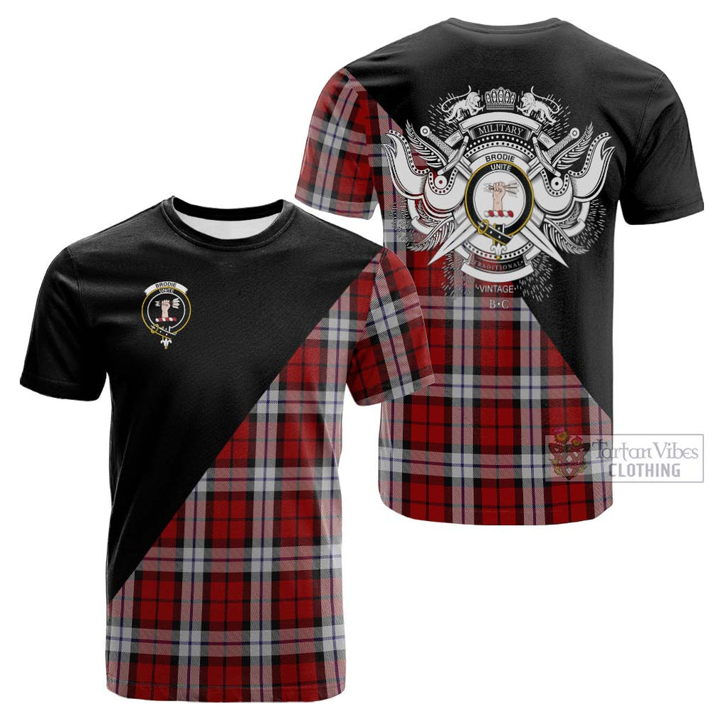 Tartan Vibes Clothing Brodie Dress Tartan Cotton T-shirt with Family Crest and Military Logo Style