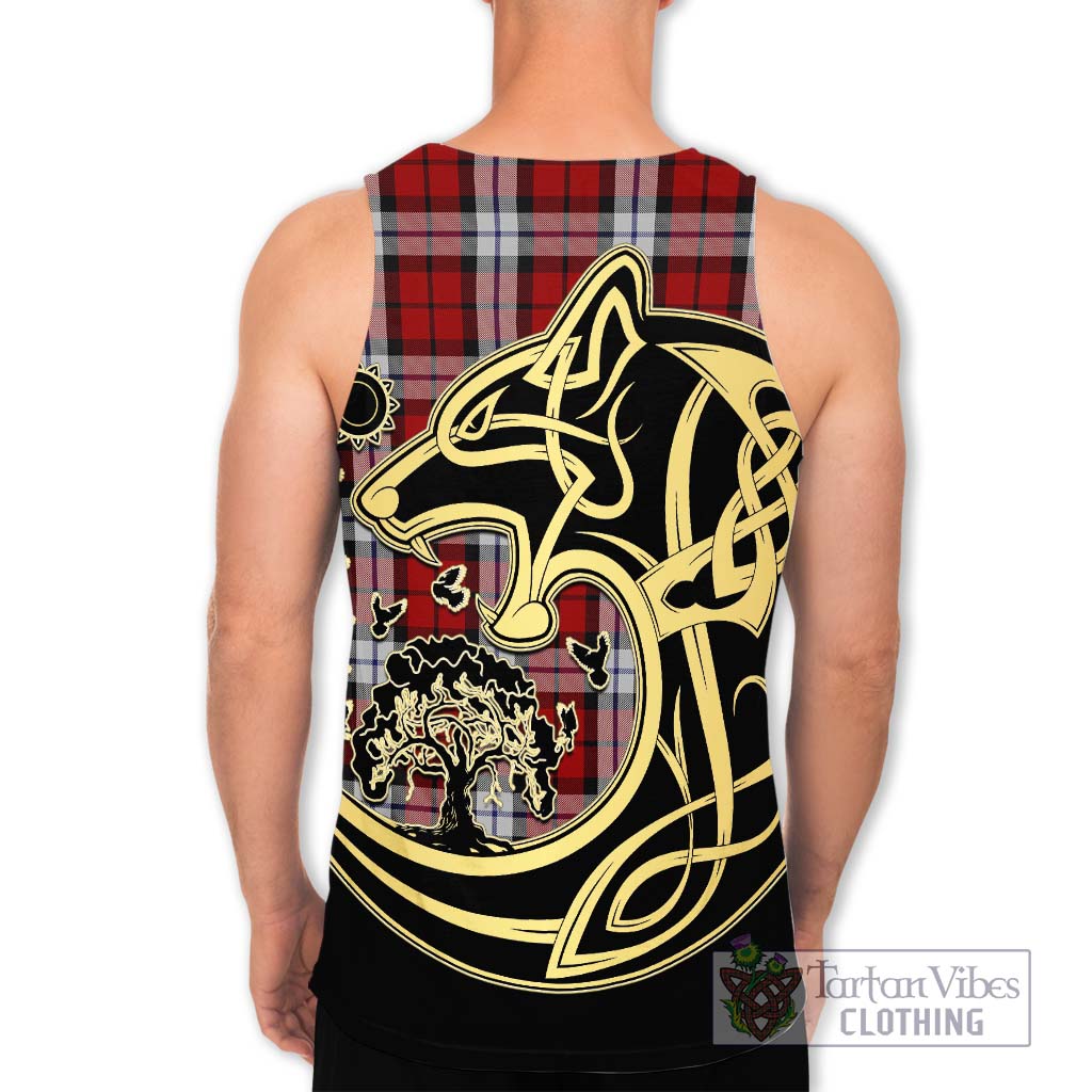 Tartan Vibes Clothing Brodie Dress Tartan Men's Tank Top with Family Crest Celtic Wolf Style