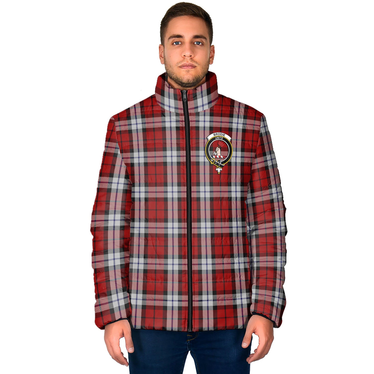 Brodie Dress Tartan Padded Jacket with Family Crest - Tartan Vibes Clothing