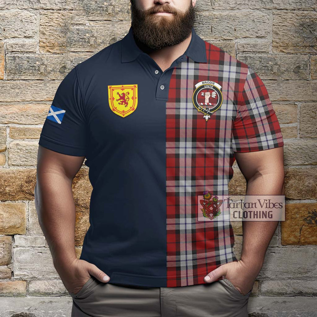 Tartan Vibes Clothing Brodie Dress Tartan Polo Shirt with Scottish Lion Royal Arm Half Style