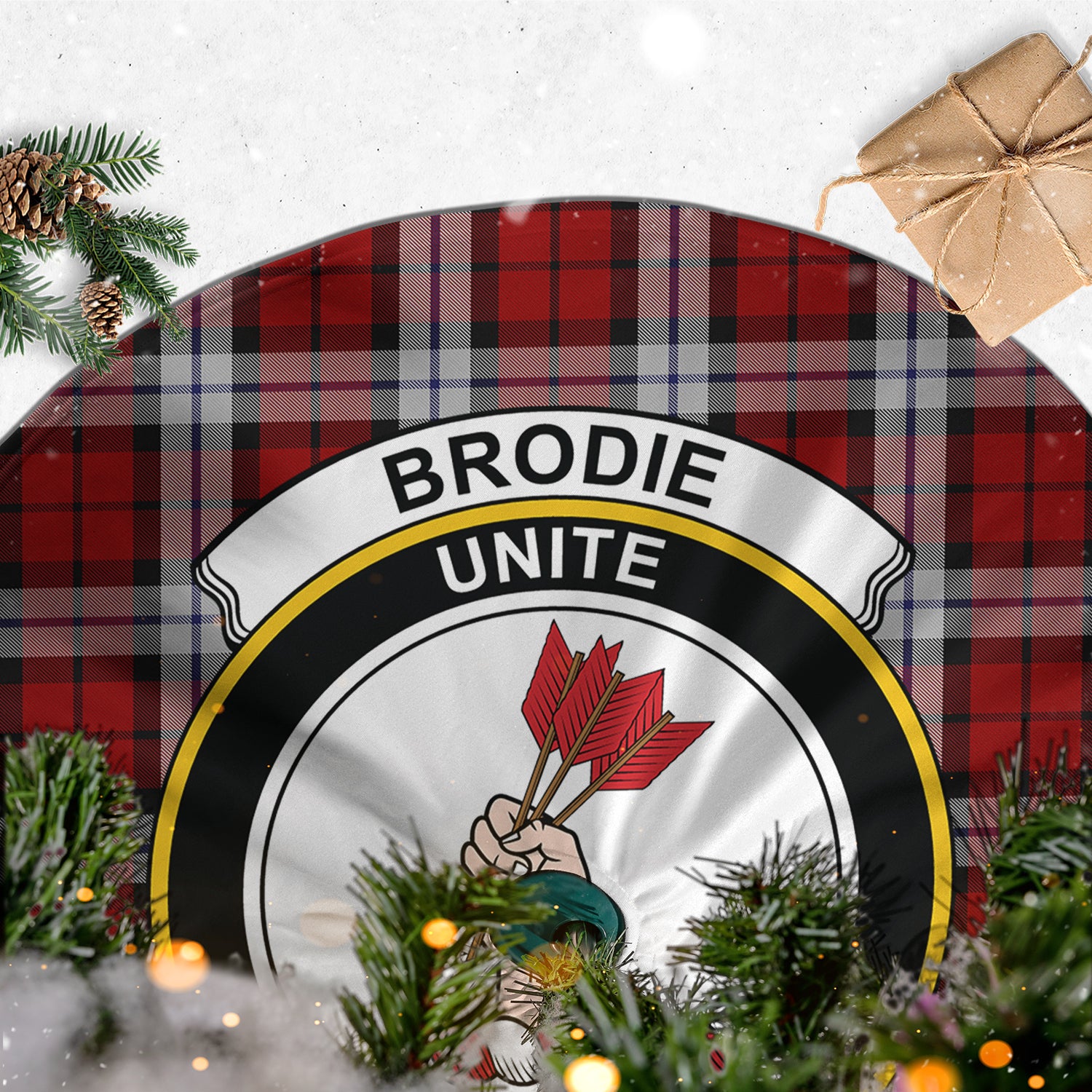 Brodie Dress Tartan Christmas Tree Skirt with Family Crest - Tartanvibesclothing