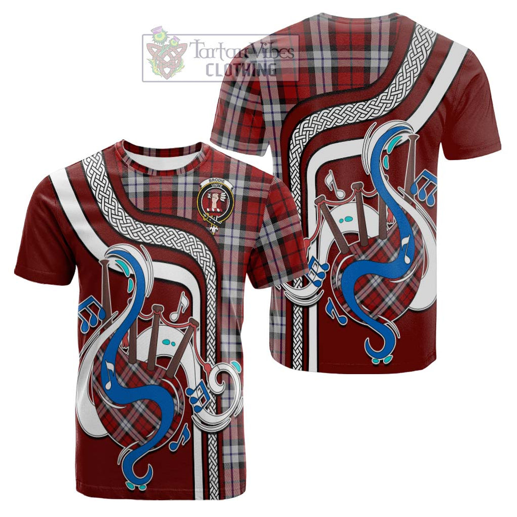 Tartan Vibes Clothing Brodie Dress Tartan Cotton T-shirt with Epic Bagpipe Style