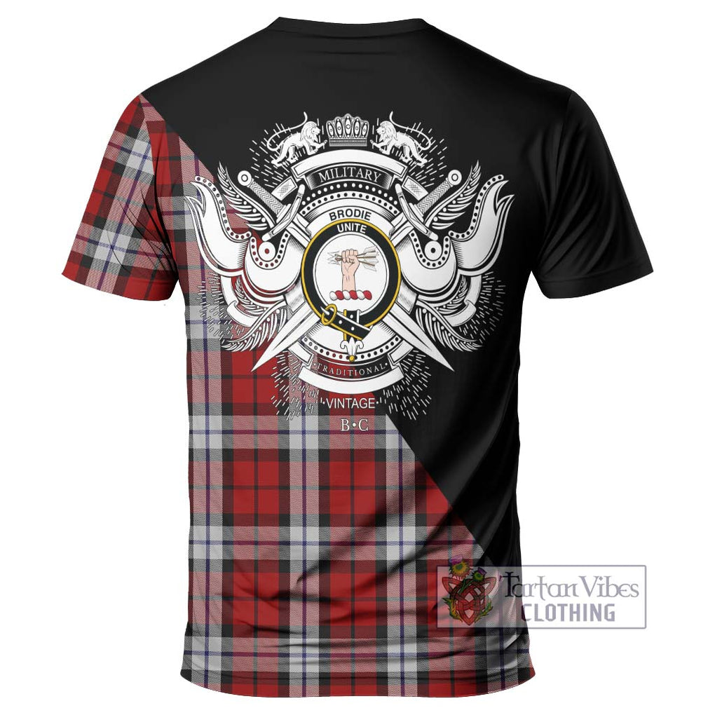 Brodie Dress Tartan T-Shirt with Family Crest and Military Logo Style - Tartanvibesclothing Shop