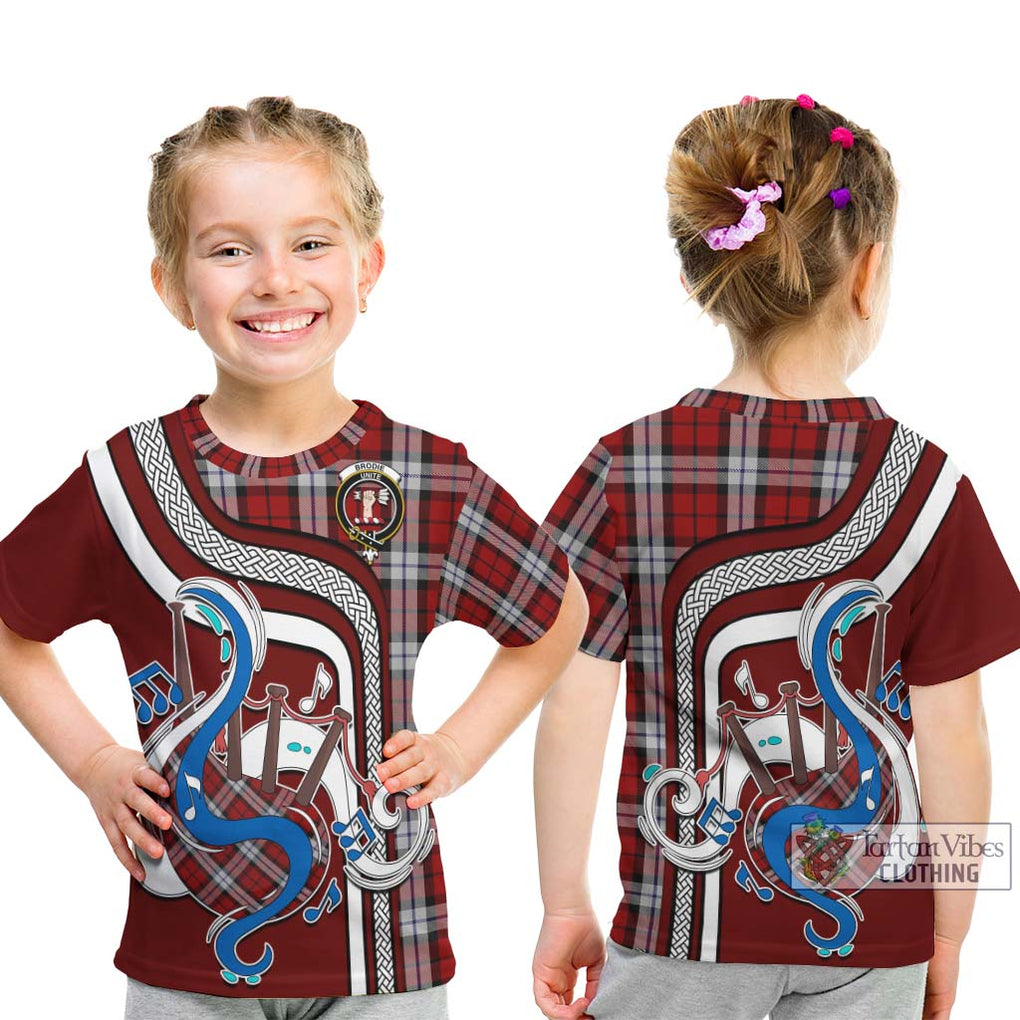 Tartan Vibes Clothing Brodie Dress Tartan Kid T-Shirt with Epic Bagpipe Style