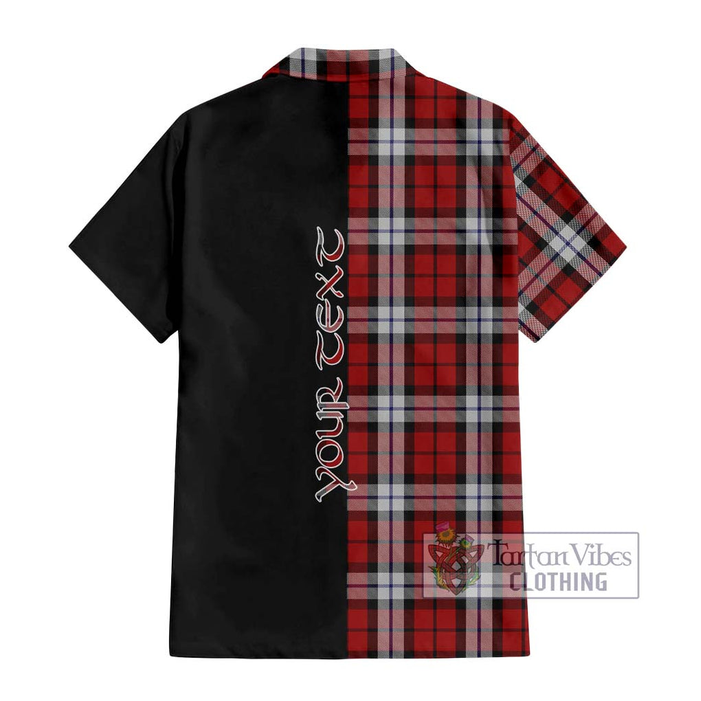 Brodie Dress Tartan Short Sleeve Button Shirt with Family Crest and Half Of Me Style - Tartanvibesclothing Shop