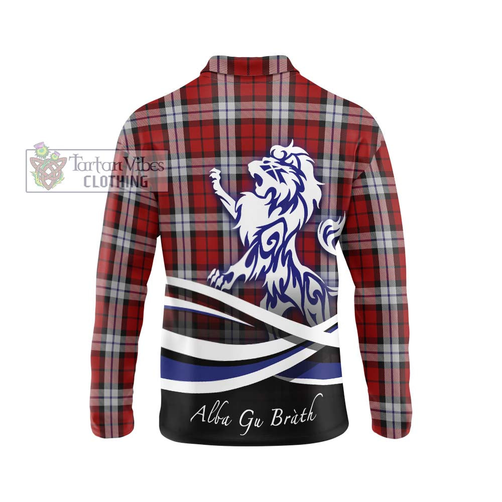 Brodie Dress Tartan Long Sleeve Polo Shirt with Alba Gu Brath Regal Lion Emblem - Tartanvibesclothing Shop