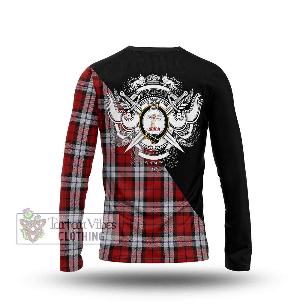 Brodie Dress Tartan Long Sleeve T-Shirt with Family Crest and Military Logo Style - Tartanvibesclothing Shop