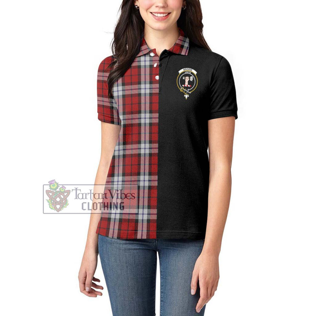 Brodie Dress Tartan Women's Polo Shirt with Family Crest and Half Of Me Style - Tartanvibesclothing Shop