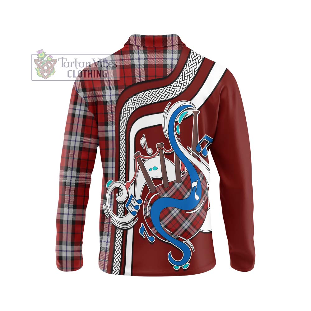 Tartan Vibes Clothing Brodie Dress Tartan Long Sleeve Polo Shirt with Epic Bagpipe Style