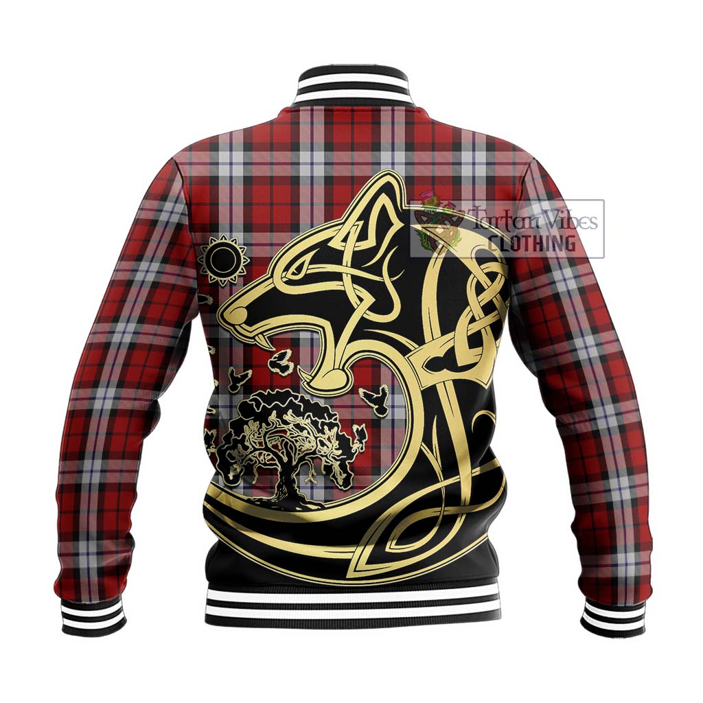 Tartan Vibes Clothing Brodie Dress Tartan Baseball Jacket with Family Crest Celtic Wolf Style