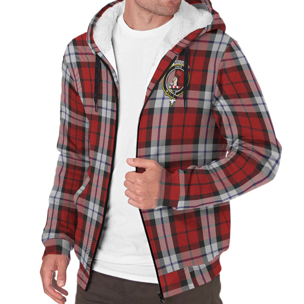 Brodie Dress Tartan Sherpa Hoodie with Family Crest - Tartanvibesclothing