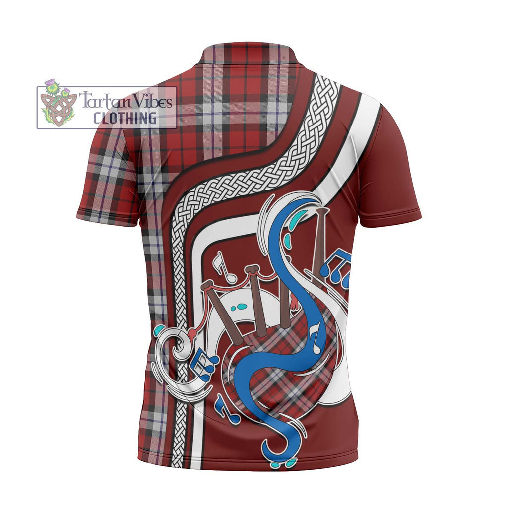 Brodie Dress Tartan Zipper Polo Shirt with Epic Bagpipe Style - Tartanvibesclothing Shop